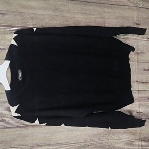 Womens 100% Cashmere Aqua Sweater Top White Stars